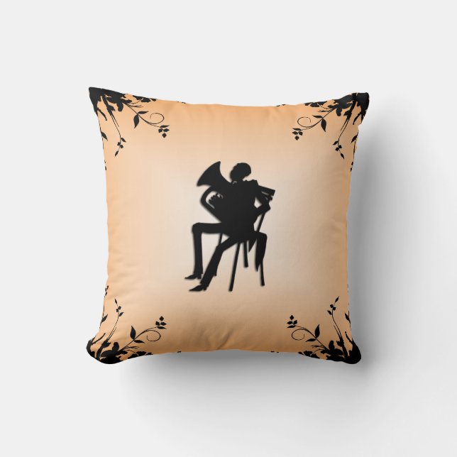 Euphonium Player Silhouette Mojo Throw Pillow (Front)