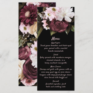 Euphoria Burgundy & Pink Floral Mariage Menu