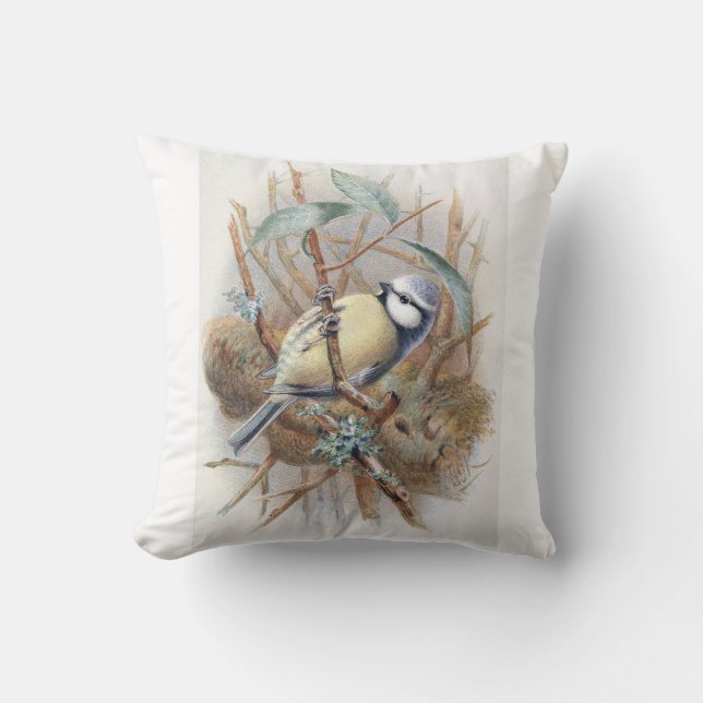 Eurasian Blue Bird Pillow (Front)