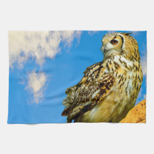 Eurasian eagle owl kitchen towel