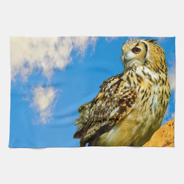 Eurasian eagle owl  kitchen towel (Horizontal)