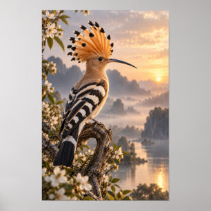 Eurasian Hoopoe at Golden Sunset Wildlife Wall Art