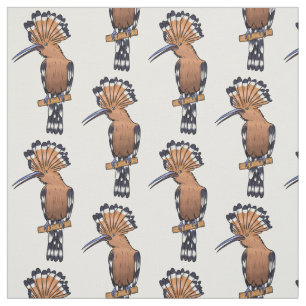 Eurasian hoopoe bird cartoon illustration fabric