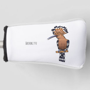 Eurasian hoopoe bird cartoon illustration  golf head cover