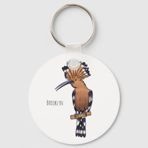 Eurasian hoopoe bird cartoon illustration keychain