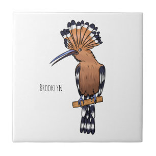 Eurasian hoopoe bird cartoon illustration tile
