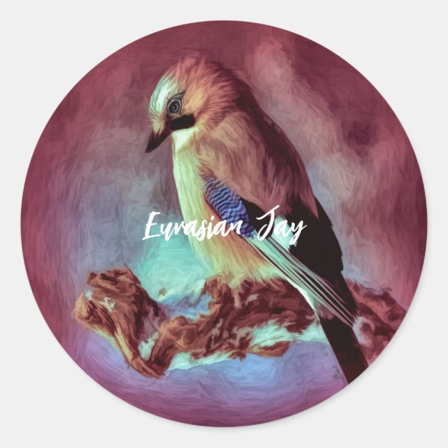 Eurasian Jay (Garrulus glandarius) Classic Round Sticker (Front)