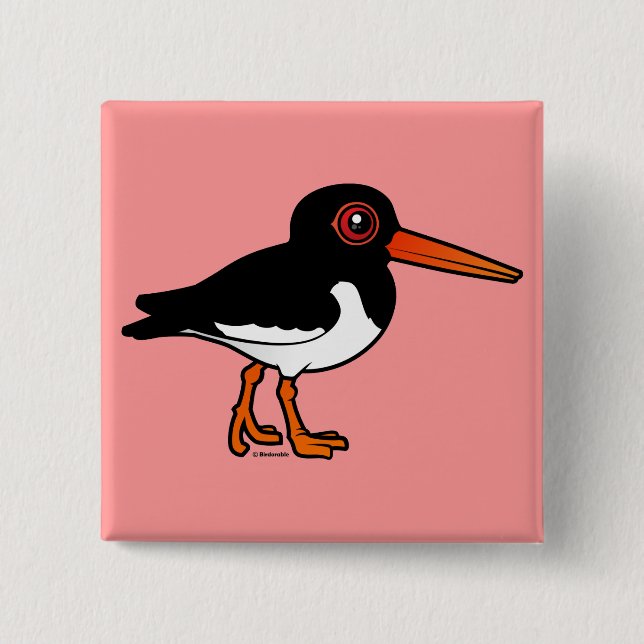 Eurasian Oystercatcher 2 Inch Square Button (Front)