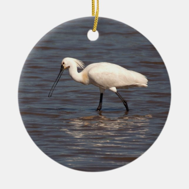 Eurasian Spoonbill Ceramic Ornament (Front)