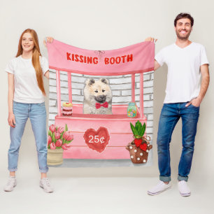 Eurasier Dog Valentine's Day Kissing Booth Fleece Blanket