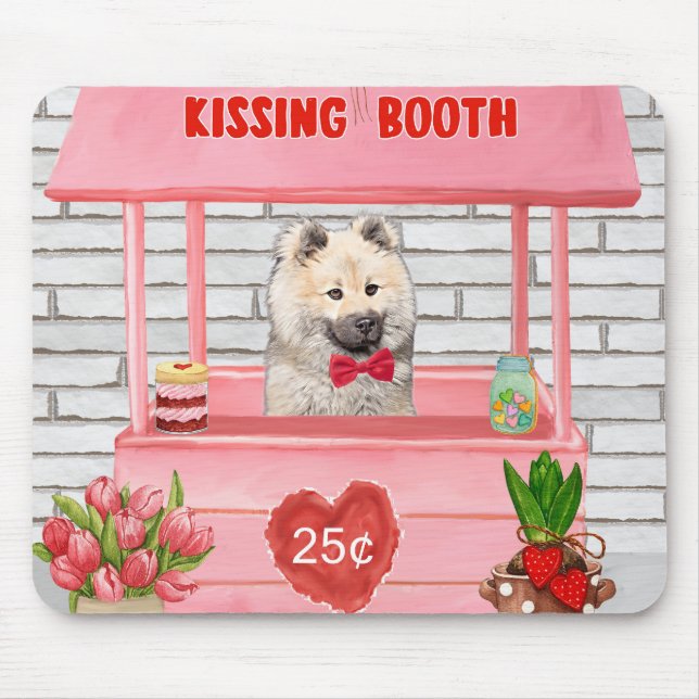 Eurasier Dog Valentine's Day Kissing Booth Mouse Pad (Front)
