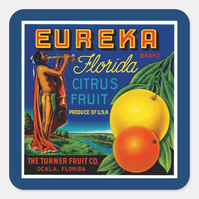 Eureka Florida Citrus Square Sticker (Front)