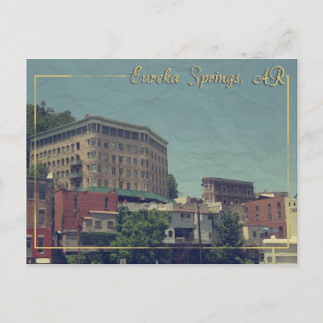 Eureka Springs, Arkansas Downtown Basin Hotel Postcard (Front)