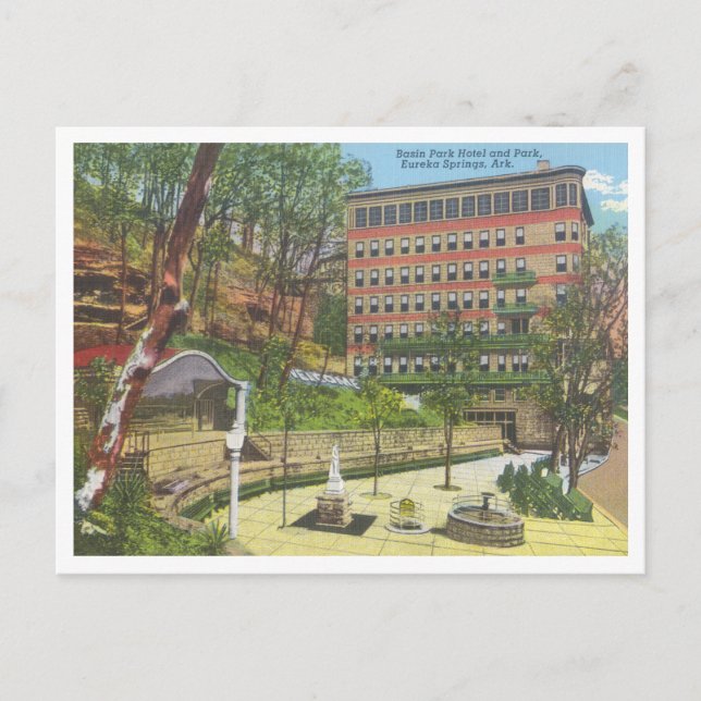 Eureka Springs Arkansas vintage Basin Park Postcard (Front)