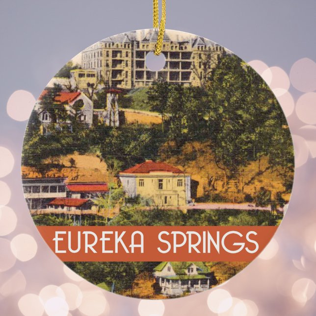 Eureka Springs, Arkansas vintage illustration Ceramic Ornament (Creator Uploaded)