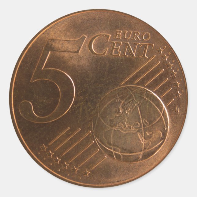Euro 5 Cent Money Coin Classic Round Sticker (Front)