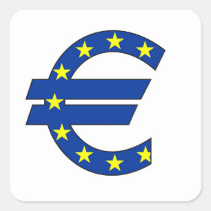 euro currency symbol money sign square sticker