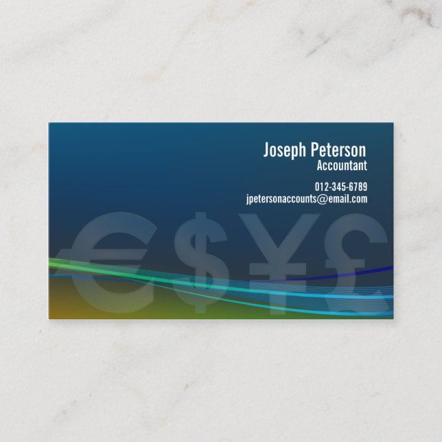 Euro Dollar Yen Pound Currency Business Card (Front)
