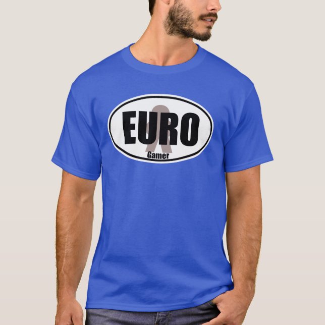Euro Gamer Dark Decal Oval Meeple Tabletop Fun  T-Shirt (Front)