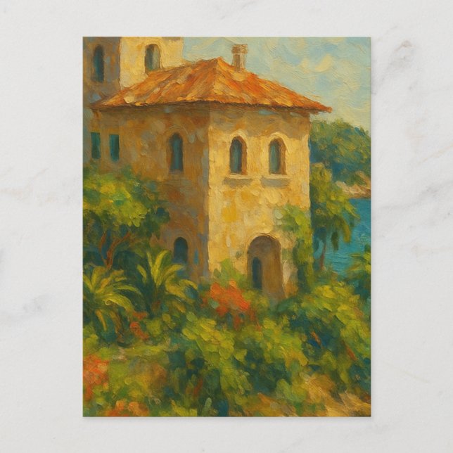 Euro Summer Oil Painting Villa  Postcard (Front)