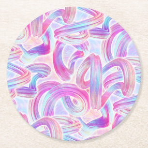 eurobeat holorave - pink and blue : round paper coaster