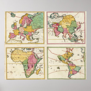 Europa, Asia, Africa, America Poster
