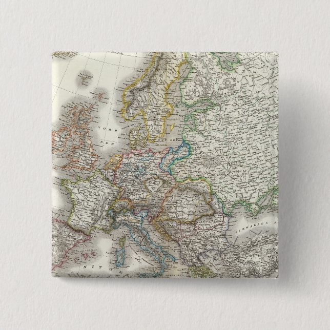 Europa Atlas Map 2 Inch Square Button (Front)
