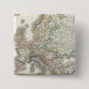 Europa Atlas Map 2 Inch Square Button