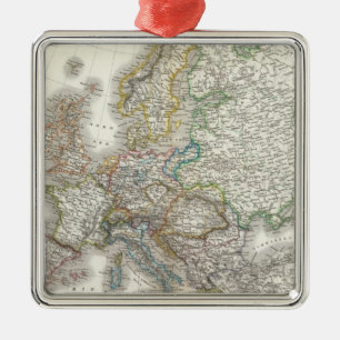 Europa Atlas Map Metal Ornament