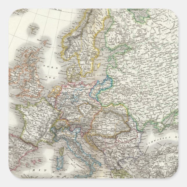 Europa Atlas Map Square Sticker (Front)