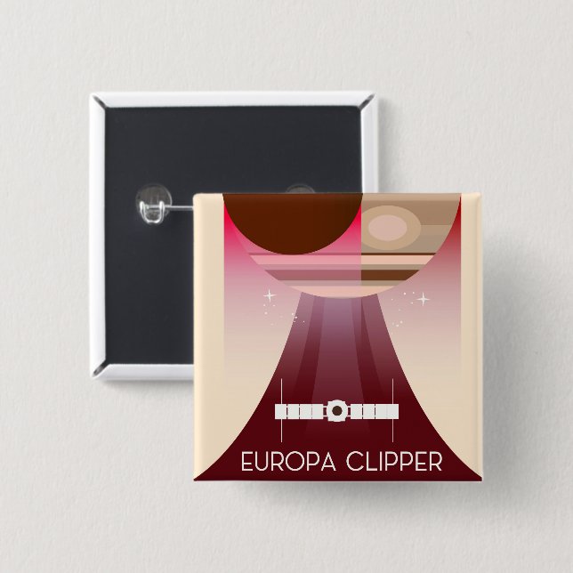 Europa Clipper Space Art 2 Inch Square Button (Front & Back)