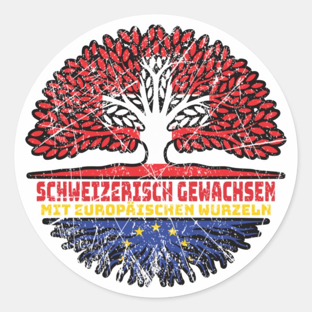 Europa Europäisch Schweizer Schweiz Baum Wurzel Classic Round Sticker (Front)