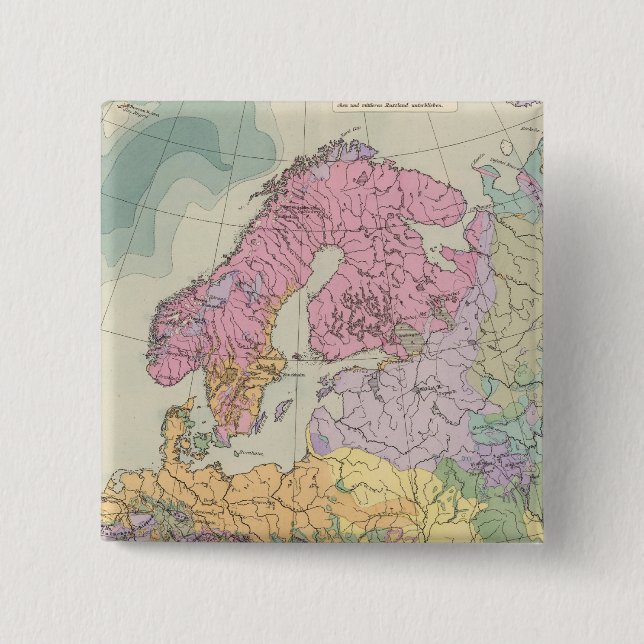 Europa - Geologic Map of Europe 2 Inch Square Button (Front)