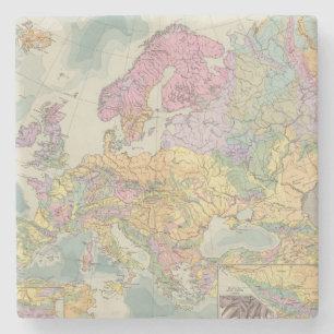 Europa - Geologic Map of Europe Stone Coaster