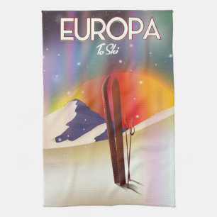 Europa - Moon of Jupiter Space Art. Kitchen Towel