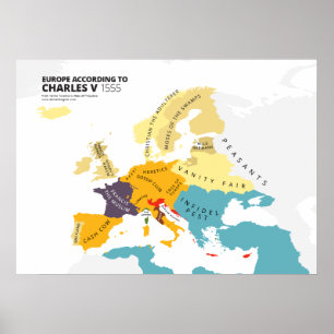 Europe According to Charles V, Holy Roman Emperor Poster