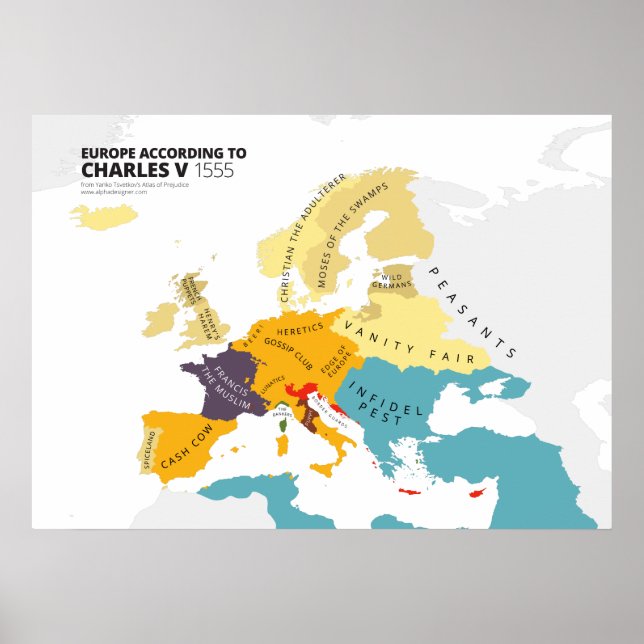 Europe According to Charles V, Holy Roman Emperor Poster (Front)