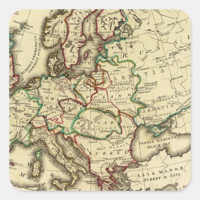 Europe ancient, modern square sticker (Front)