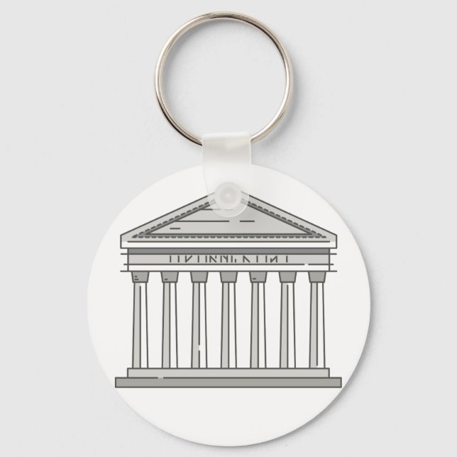 Europe ancient roman pantheon temple WorldLandmark Keychain (Front)