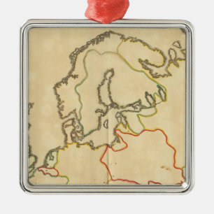 Europe and Major Cities Outline Metal Ornament