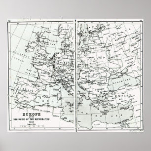 Europe, at the start of the Reformation Poster