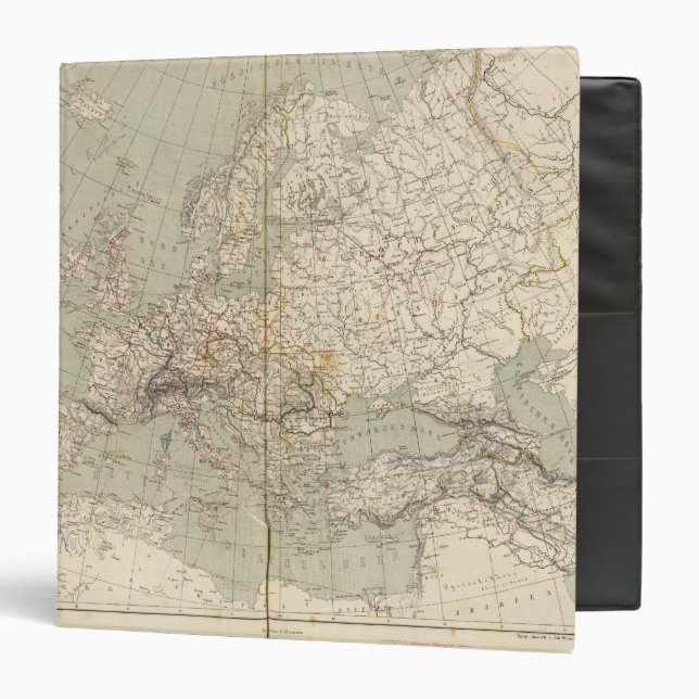 Europe Atlas Map showing railroads Binder (Front/Inside)