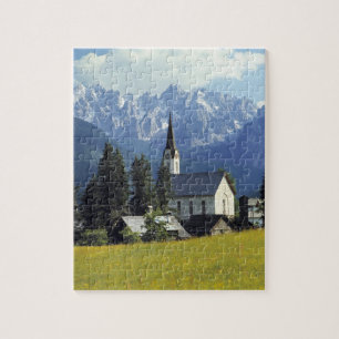 Europe, Austria, Gosau. The spire of the church Jigsaw Puzzle