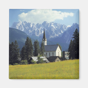 Europe, Austria, Gosau. The spire of the church Magnet