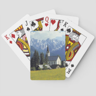 Europe, Austria, Gosau. The spire of the church Playing Cards