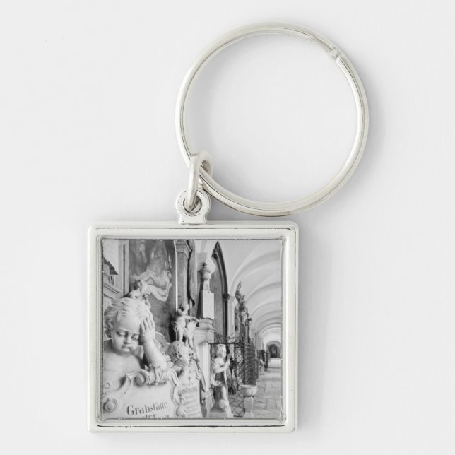 Europe, Austria, Salzburg. Cherub and monument Keychain (Front)