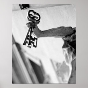Europe, Austria, Salzburg. Statue with keys 2 Poster