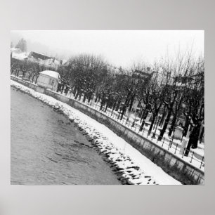 Europe, Austria, Salzburg. The bank of the River Poster