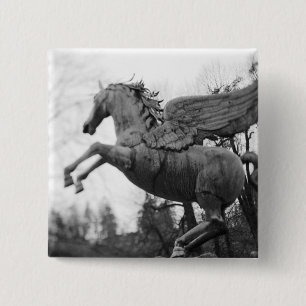 Europe, Austria, Salzburg. Winged horse statue, 2 Inch Square Button