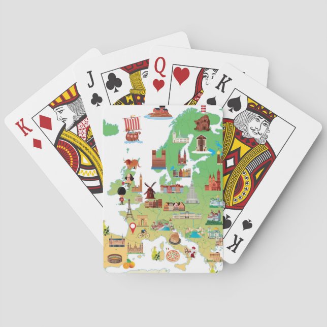 Europe Cartoon Map Playing Cards (Back)